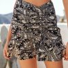 Clothing * | Acoa-001 Saguaro Paisley Smocked Ruched Mini Skirt Black Final Sale