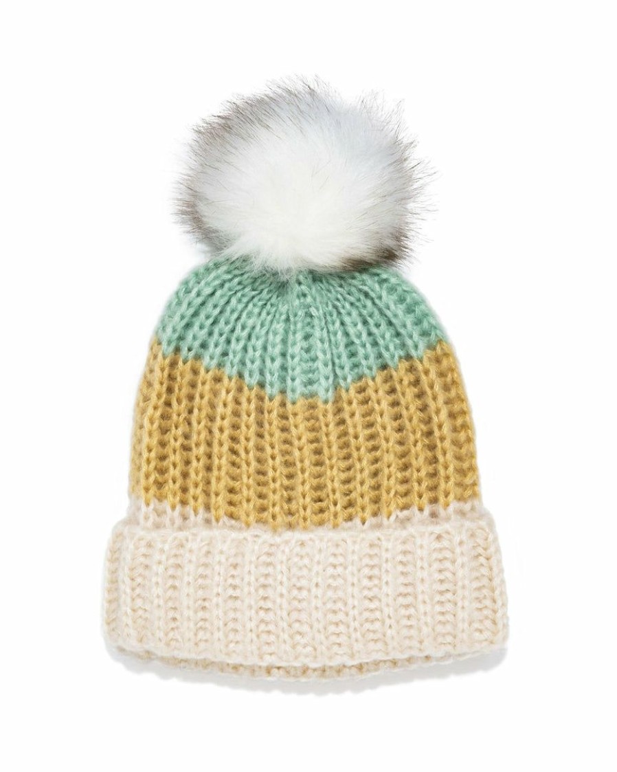 Accessories * | Succ-001 Vici Exclusives Alpine Pom Beanie Yellow Multi Final Sale