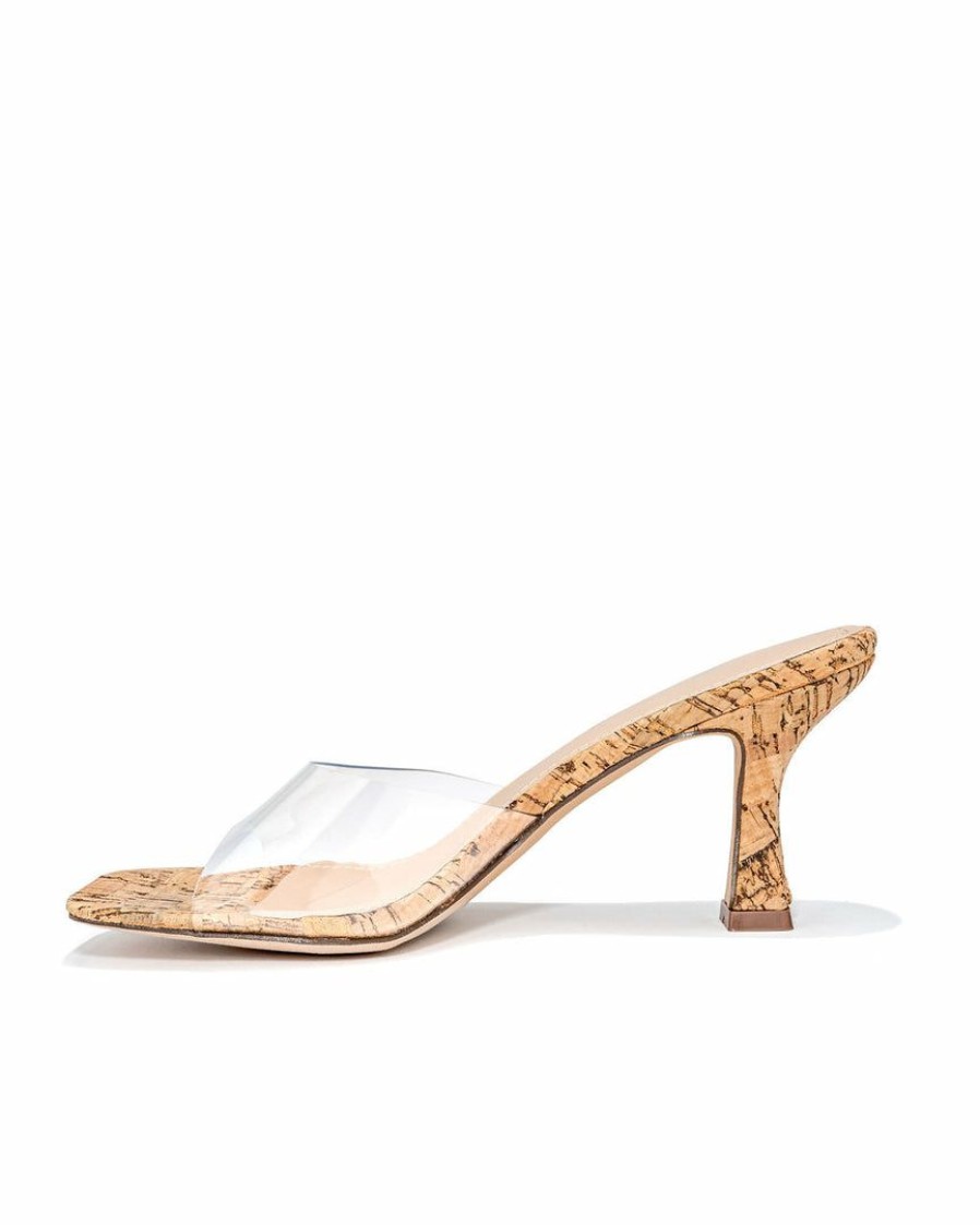 Shoes * | Shu -001 Gwyneth Clear Strap Cork Heel Final Sale Sunny Daze