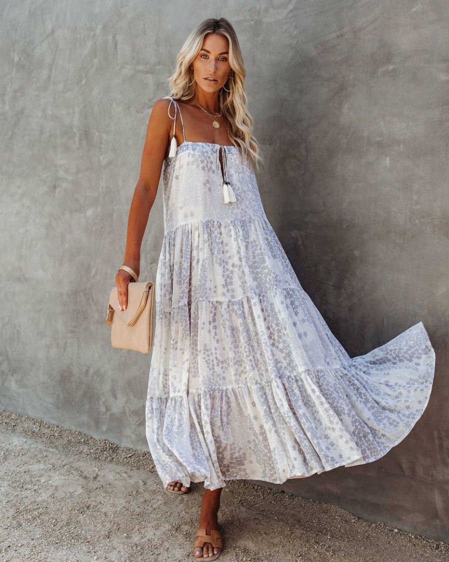 Clothing * | Stor-001 Lights Down Low Tiered Tassel Midi Dress Final Sale