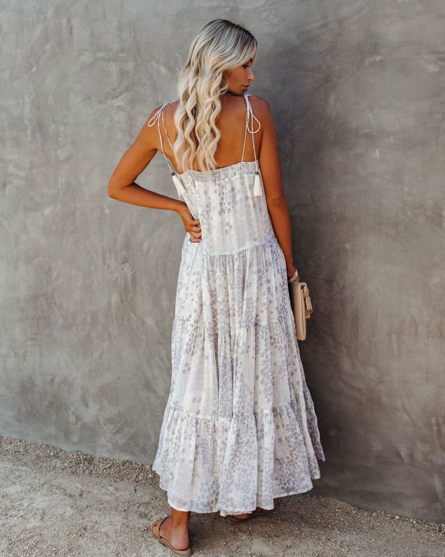 Clothing * | Stor-001 Lights Down Low Tiered Tassel Midi Dress Final Sale