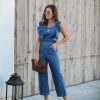 Clothing * | Suga-001 The Denim Shop Farrah Pocketed Denim Jumpsuit Final Sale