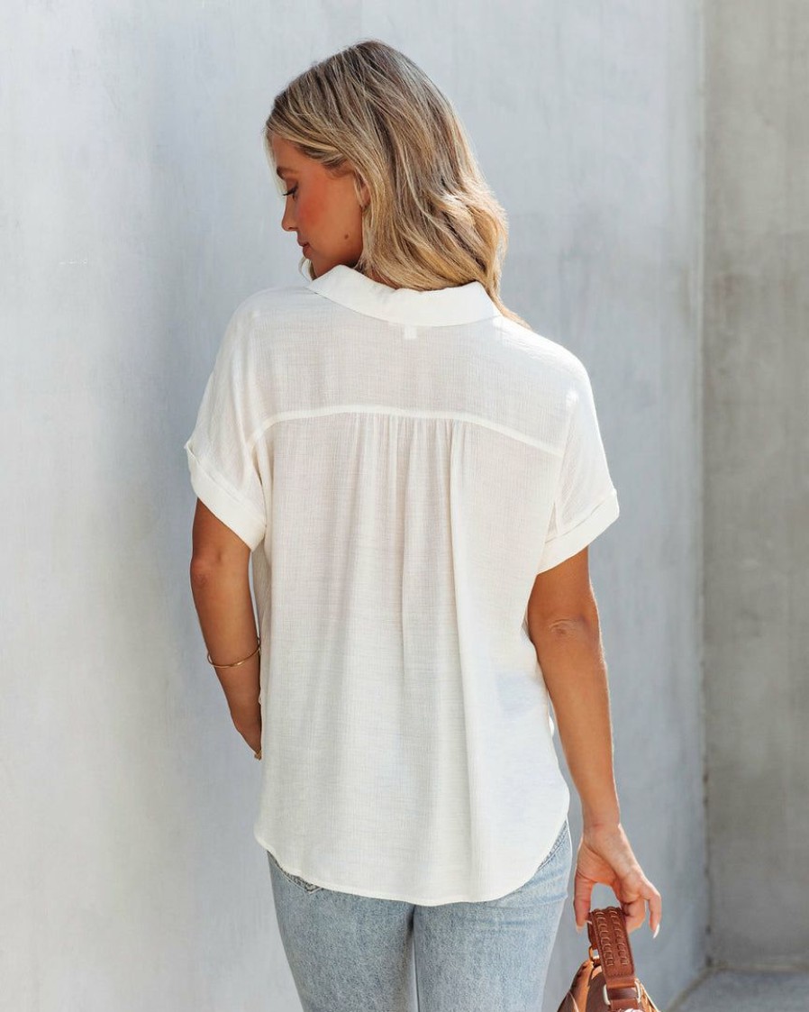 Clothing * | Blu-001 Taverna Short Sleeve Blouse Cream