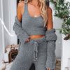 Clothing * | Pol-001 Cozy Town Soft Knit Crop Top Grey Final Sale