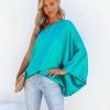 Clothing * | Tych-001 Tops Stanbury Satin One Shoulder Blouse Teal