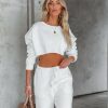 Clothing * | All-001 Jordyn Cotton Blend Cropped Sweatshirt White Flash Sale