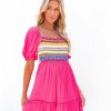 Clothing * | Aeom-001 Calles De Tulum Smocked Puff Sleeve Mini Dress Take Me To Miami