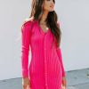 Clothing * | Endl-001 Dresses Making Bold Moves Ribbed Mini Dress Fuchsia