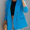 Clothing * | Aaa-001 Long Shot Pocketed Blazer Aqua Blue Chic Matching Sets