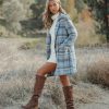 Clothing * | &Mer-001 Stan Pocketed Plaid Coat Light Blue Final Sale