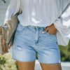 Clothing * | On T-001 Winnie High Rise Distressed Denim Shorts Final Sale The Denim Shop