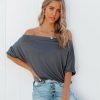 Clothing * | Wish-001 Tops Ferne Bamboo Blend Boat Neck Top Slate