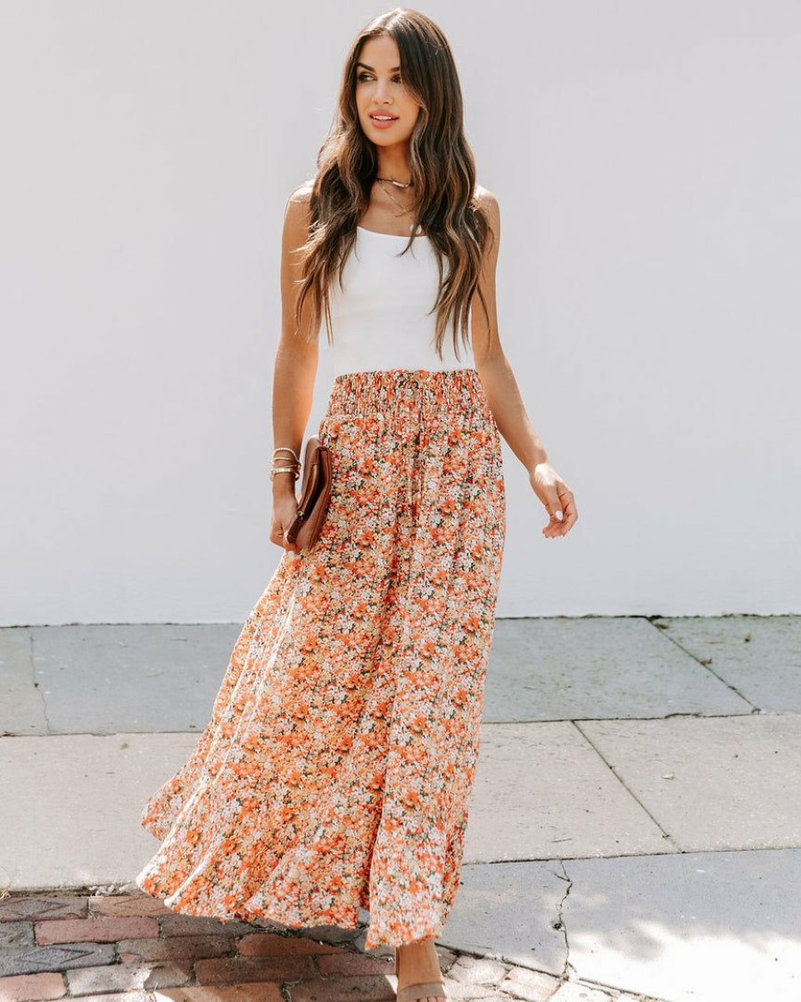 Clothing * | Prom-001 Delilah Belle Floral Midi Skirt