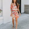 Clothing * | Oliv-001 Yael Floral Off The Shoulder Smocked Dress Aqua Coral Final Sale