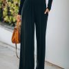 Clothing * | By T-001 Made In The Usa Hermosa Pocketed Ribbed Wide Leg Pants Black