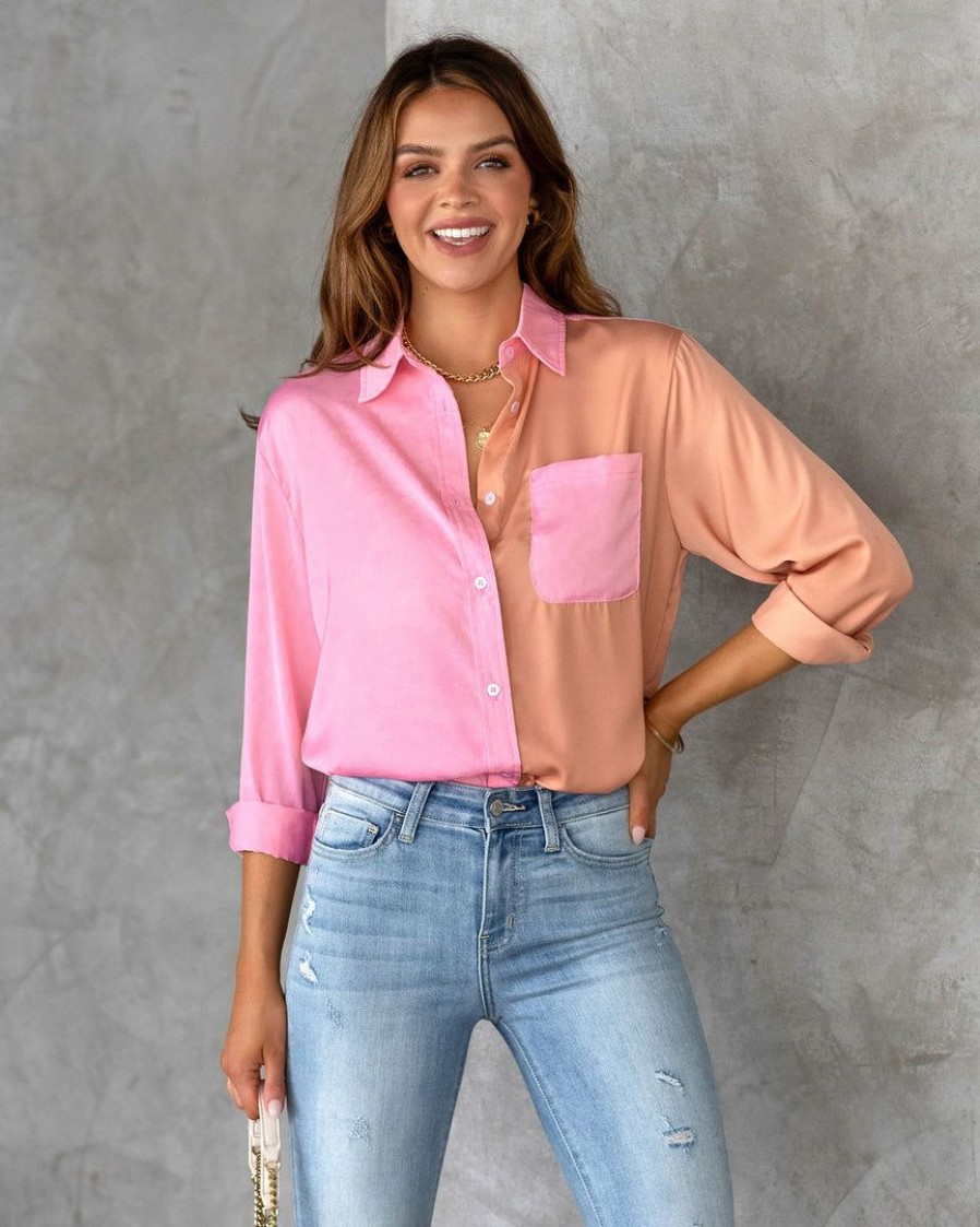 Clothing * | Dee-001 Zemira Colorblock Button Down Top