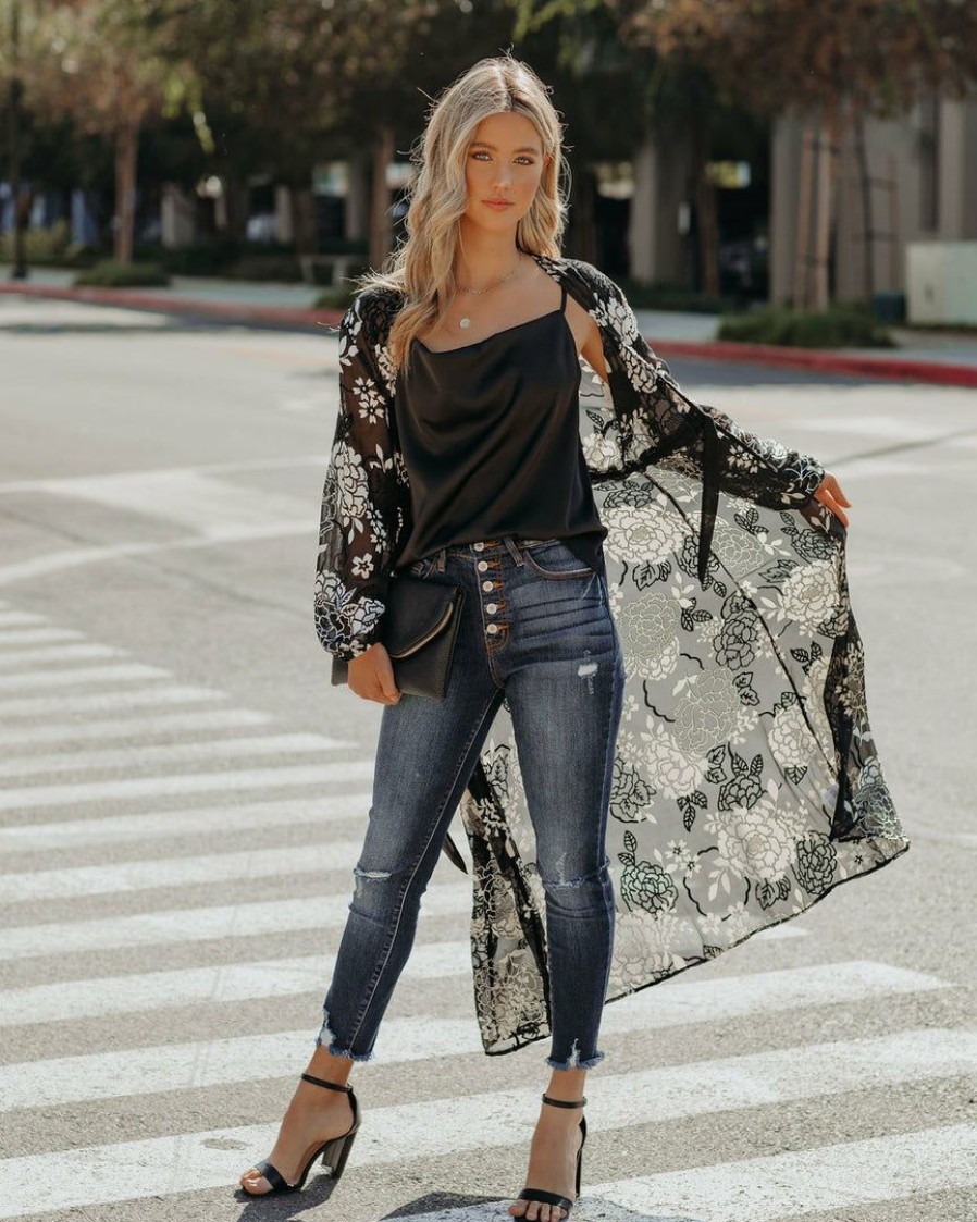 Clothing * | On T-001 Caught A Vibe Velvet Burnout Duster Final Sale Tops