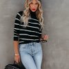 Clothing * | Delu-001 Sweaters Morty Striped Turtleneck Knit Sweater Final Sale