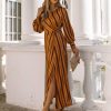 Clothing * | Skie-001 Jiya Satin Striped Twist Front Maxi Dress Flash Sale Guest Of Wedding