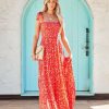 Clothing * | Enc-001 Claira Floral Tie Strap Maxi Dress Orange