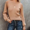 Clothing * | &Mer-001 Bubble Over Ribbed Knit Sweater Coffee