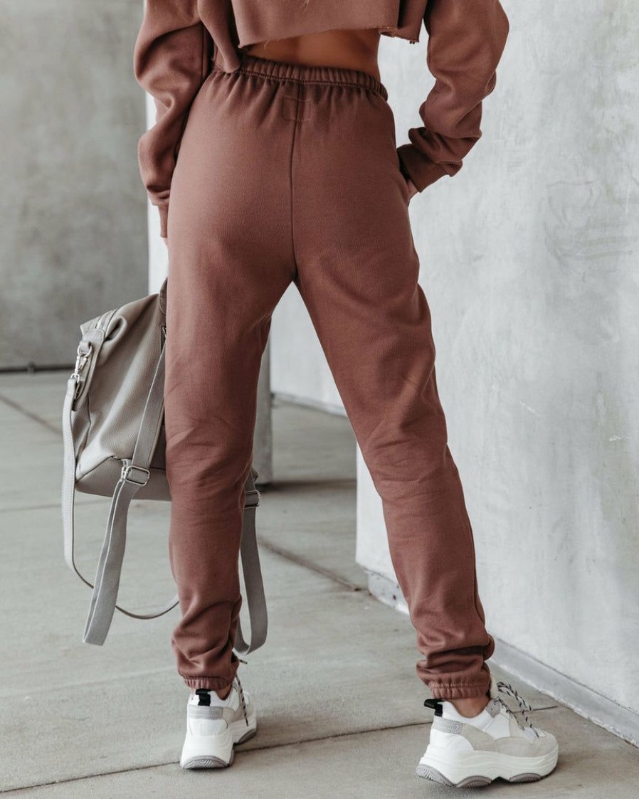 Clothing * | All-001 Jordyn Cotton Blend Pocketed Joggers Latte Flash Sale