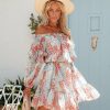 Clothing * | Fate-001 Sweet Summertime Garden District Floral Off The Shoulder Tie Mini Dress Final Sale