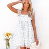 Clothing * | Stor-001 Blue Bonnet Chiffon Floral Babydoll Mini Dress Final Sale