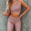 Clothing * | All-001 Press One Shoulder Ribbed Sports Bra Latte Final Sale