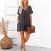 Clothing * | Must-001 Oatland Cotton Pocketed Babydoll Dress Washed Black