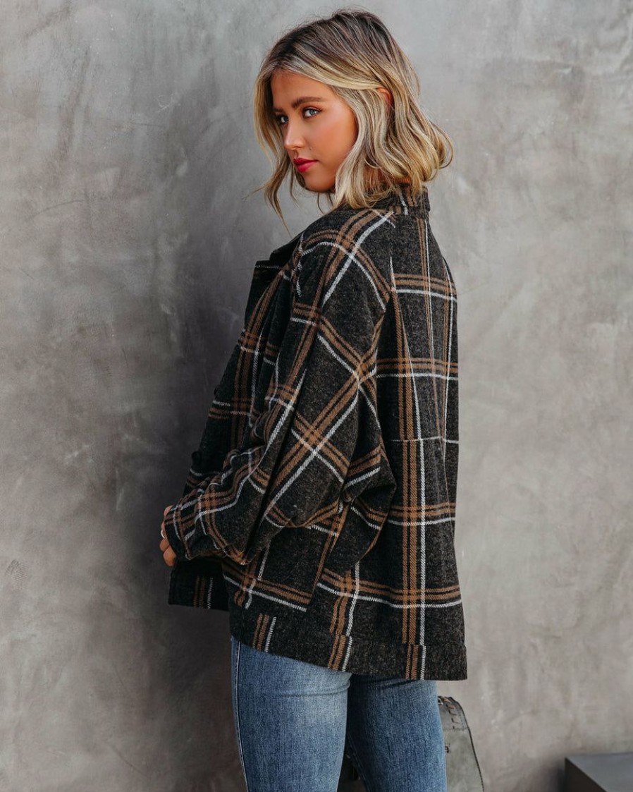 Clothing * | Dres-001 Auggie Pocketed Soft Plaid Shacket Final Sale