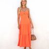 Clothing * | Aeom-001 Amelinda Strapless Cutout Midi Dress Orange