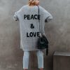 Clothing * | Fate-001 Peace And Love Knit Cardigan Grey Sweaters