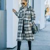 Clothing * | Lumi-001 Wayland Pocketed Plaid Coat Brown Final Sale Coats & Jackets