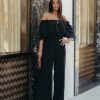 Clothing * | Vani-001 Leiland Off The Shoulder Jumpsuit Black- Final Sale Guest Of Wedding