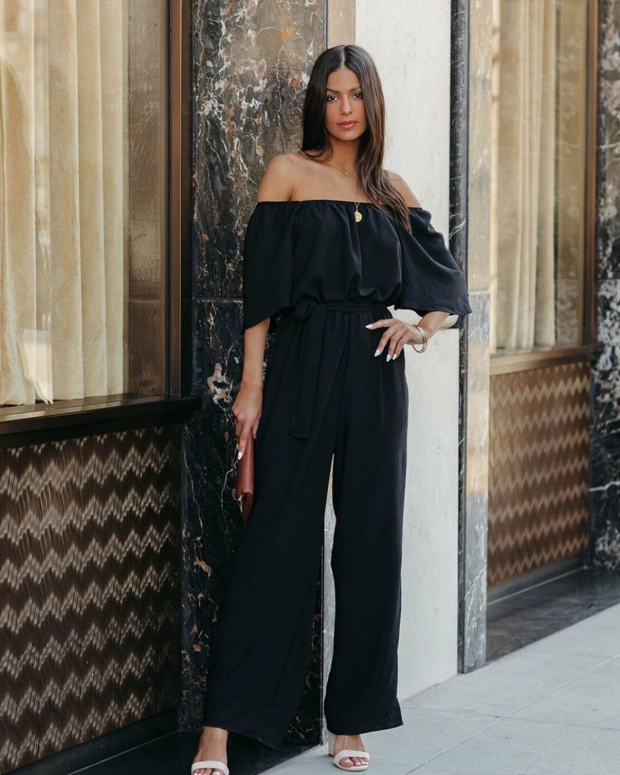 Clothing * | Vani-001 Leiland Off The Shoulder Jumpsuit Black- Final Sale Guest Of Wedding