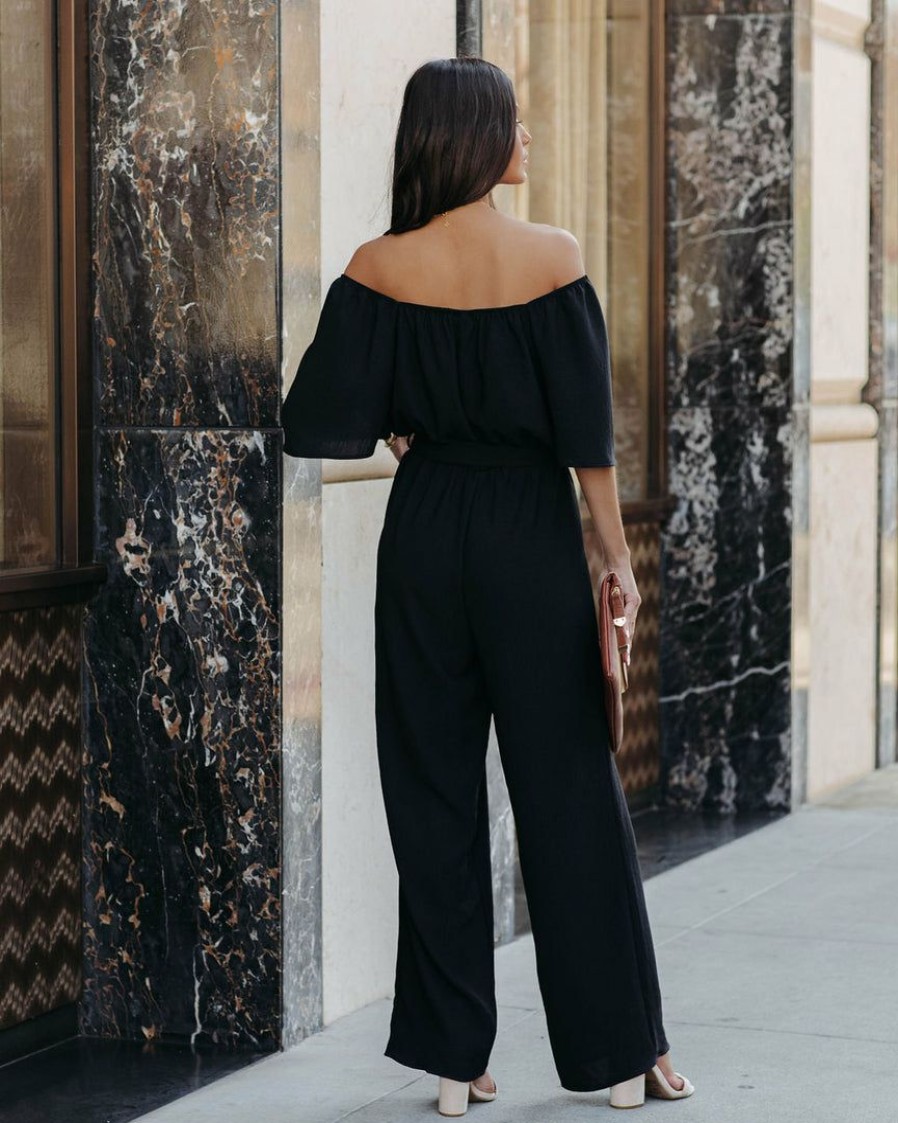 Clothing * | Vani-001 Leiland Off The Shoulder Jumpsuit Black- Final Sale Guest Of Wedding