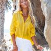 Clothing * | Flaw-001 Asana Woven Button Down Top Bright Yellow Final Sale The Vacation Shop