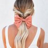 Accessories * | Pann-001 Accessories Harp Satin Bow Hair Clip Coral Final Sale