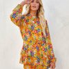 Clothing * | Endl-001 Kimmy Floral Ruffle Tiered Romper Orange Final Sale