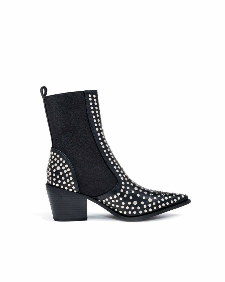 Shoes * | Shu -001 Shoes Motorway Studded Heeled Chelsea Boot