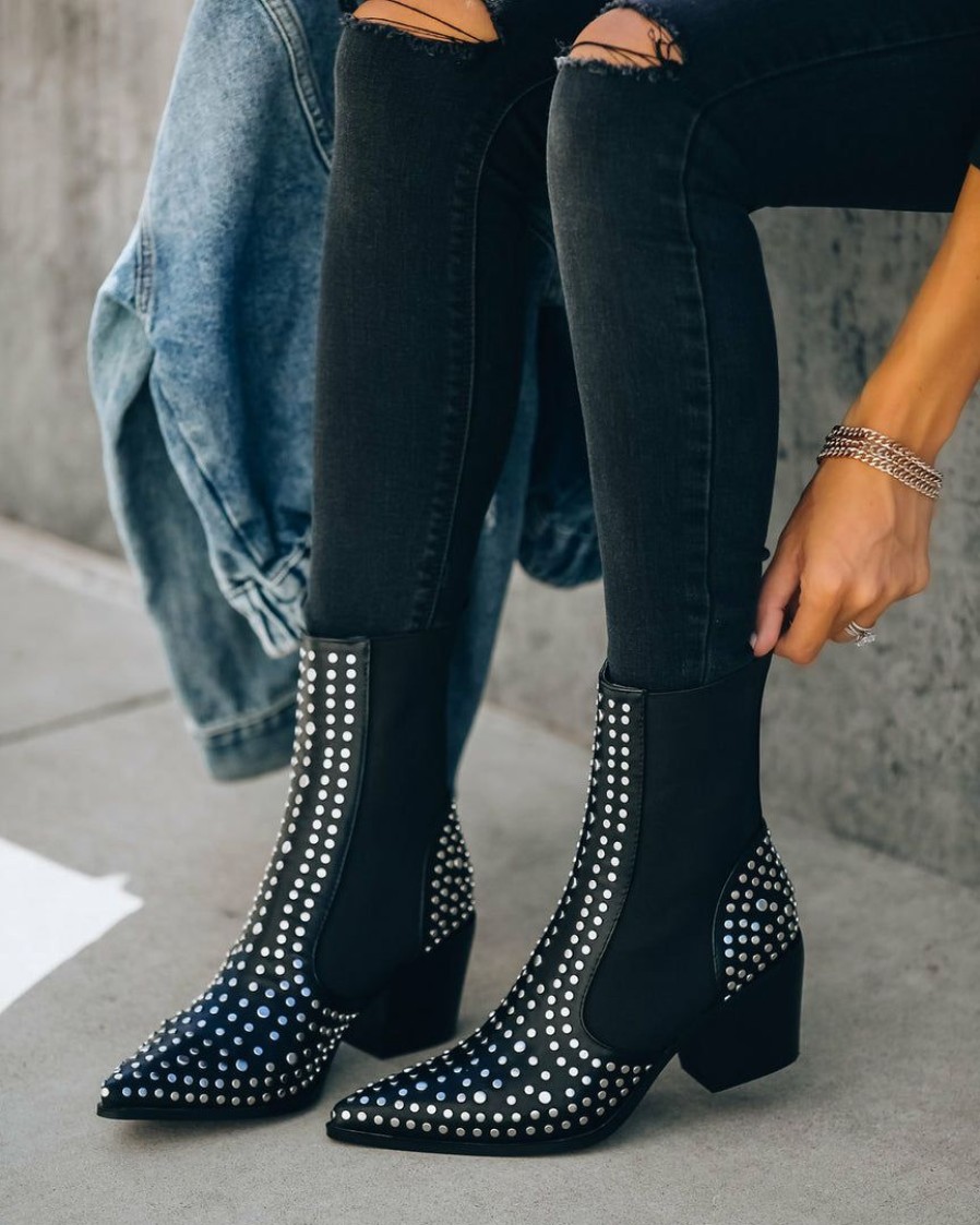 Shoes * | Shu -001 Shoes Motorway Studded Heeled Chelsea Boot