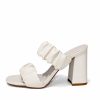 Shoes * | Shu -001 Guest Of Wedding Flora Block Heeled Scrunch Sandal Bone Final Sale