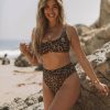 Clothing * | Fort-002 The Vacation Shop Sami High Rise Cheeky Swim Bottom Leopard Print