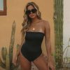 Clothing * | All-001 Olympia Smocked Strapless One Piece Black Final Sale The Vacation Shop