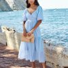 Clothing * | Endl-001 Dresses Saint Tropez Puff Sleeve Wrap Midi Dress