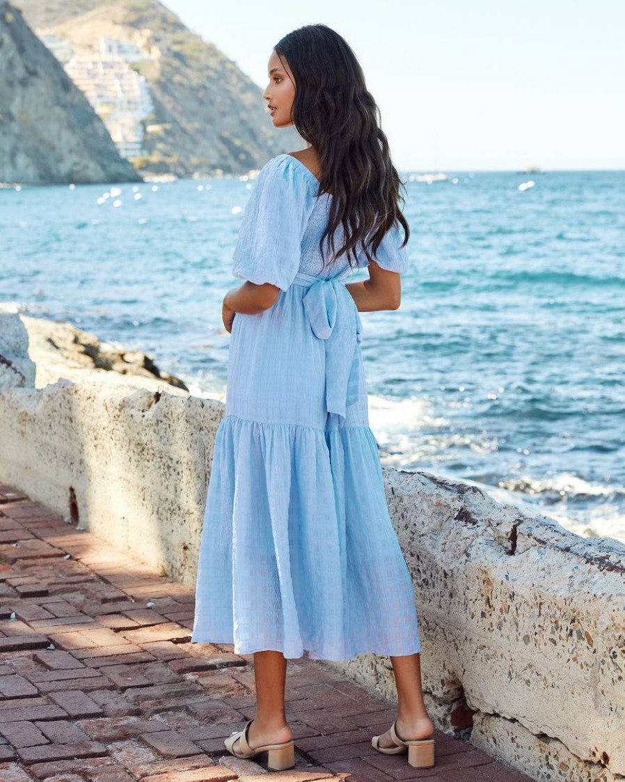 Clothing * | Endl-001 Dresses Saint Tropez Puff Sleeve Wrap Midi Dress