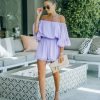 Clothing * | Endl-001 Definitely Demure Off The Shoulder Chiffon Romper Lilac