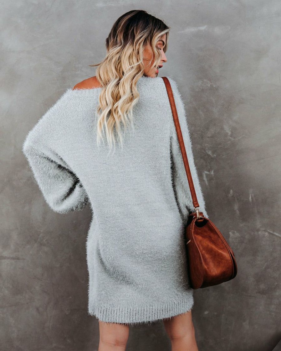 Clothing * | Tcec-001 Bump Friendly So In Love Knit Sweater Dress Heather Grey Final Sale