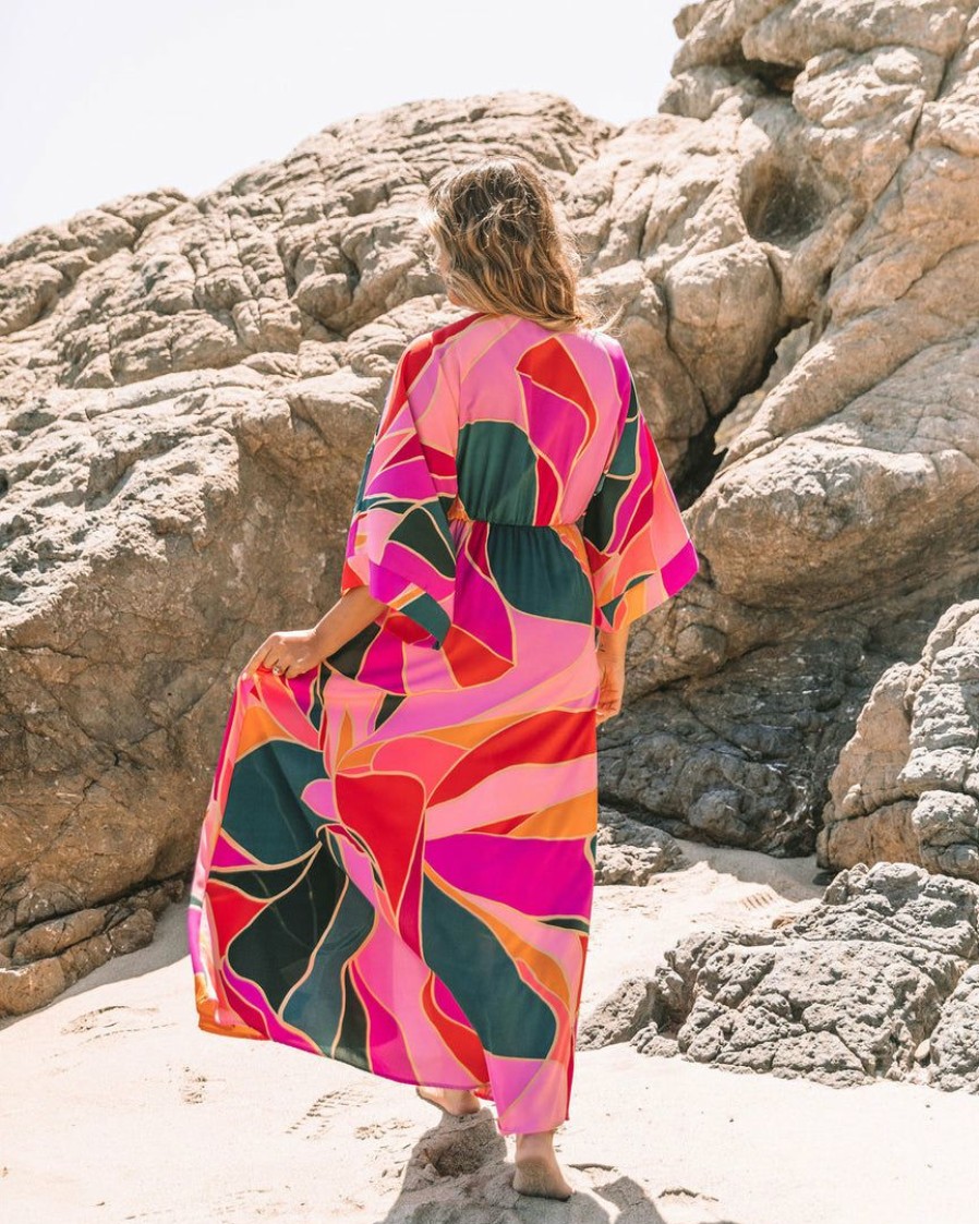 Clothing * | Tych-001 Tropical Mindset Kimono Maxi Dress Final Sale